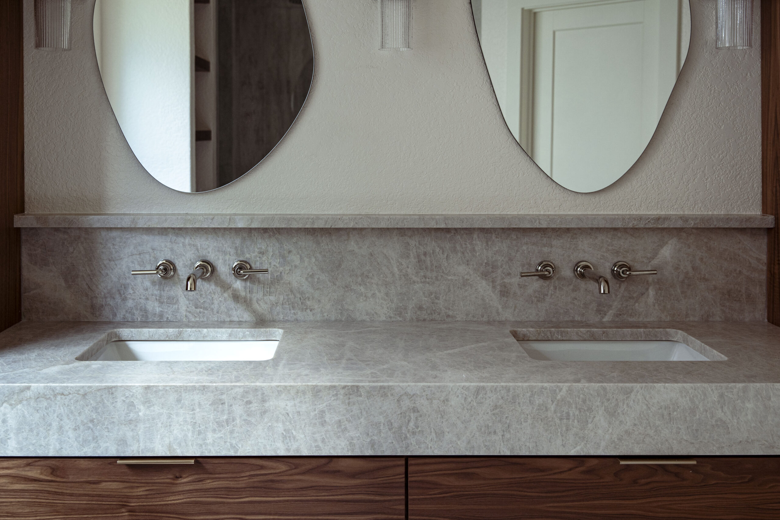 taj mahal quartzite pfister faucet his and her sinks bathroom remodel