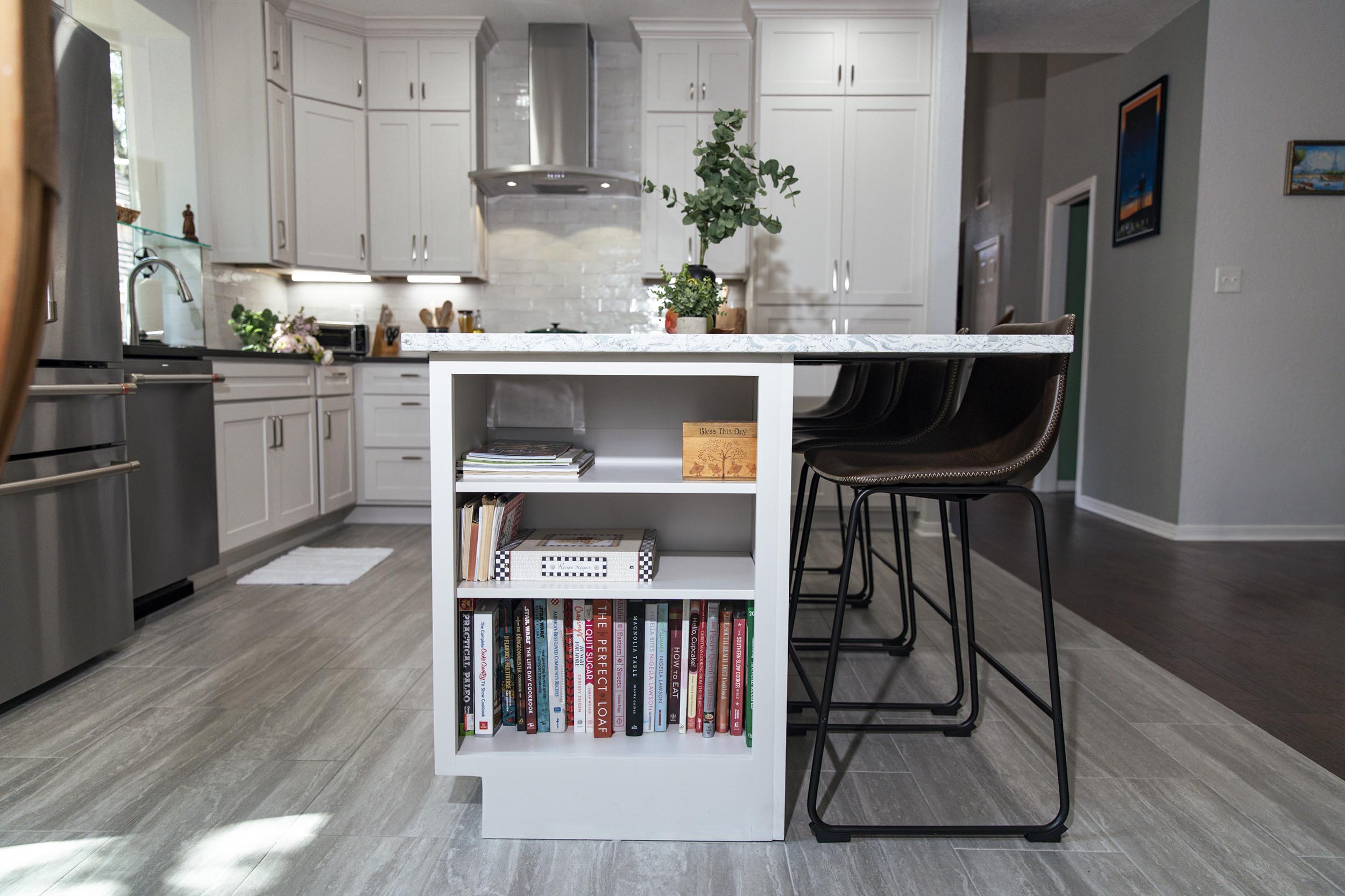 kitchen island bookshelf home remodel