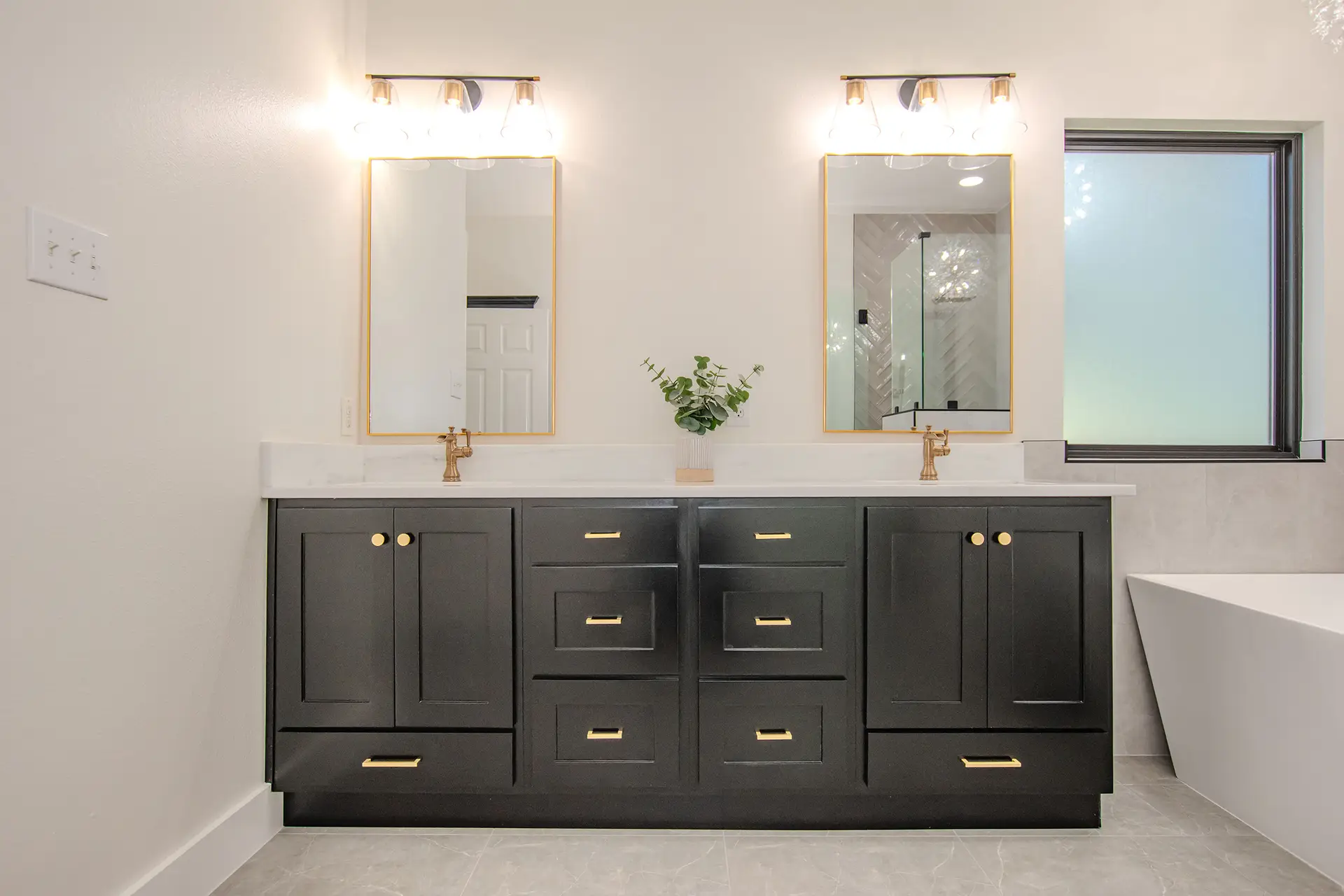 black vanity his her sinks bathroom remodel san antonio canyon golf