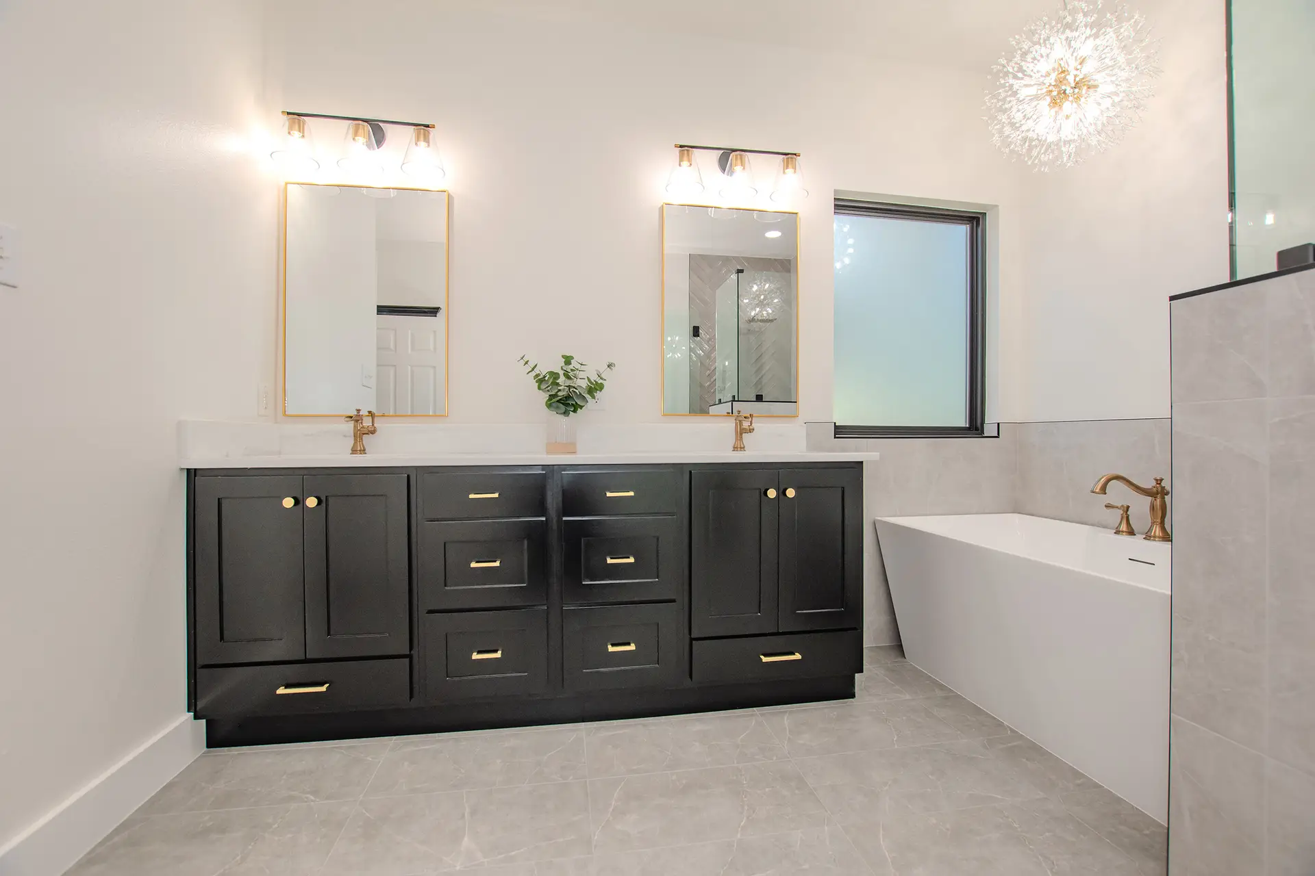 bathroom remodel canyon golf black vanity white tile