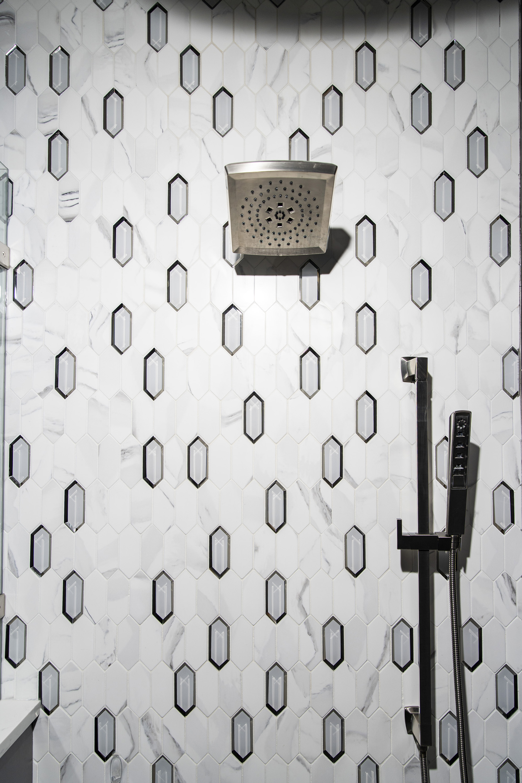 diamond tile brushed nickel plumbing