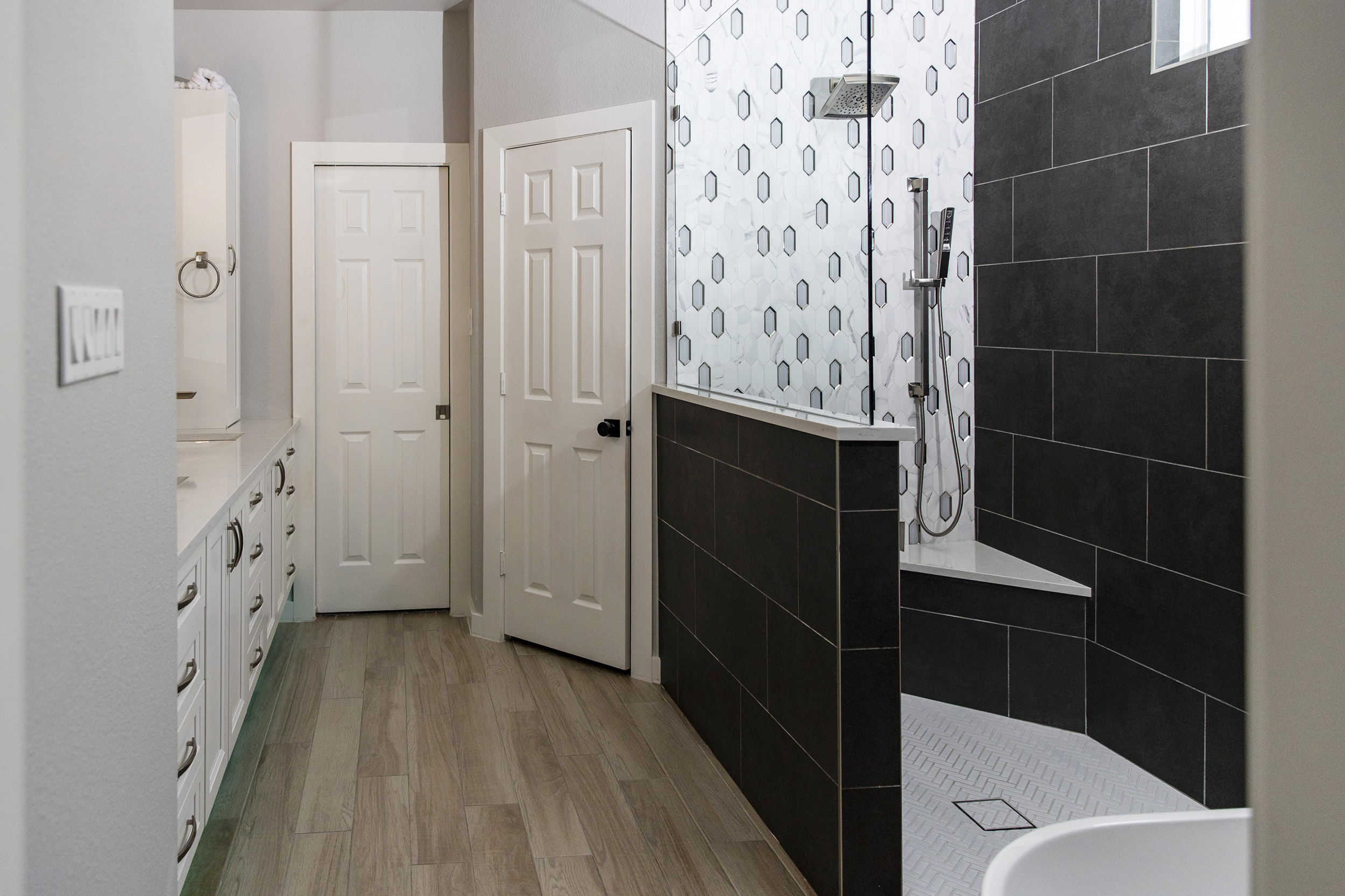 pony wall shower full bathroom remodel oak run texas