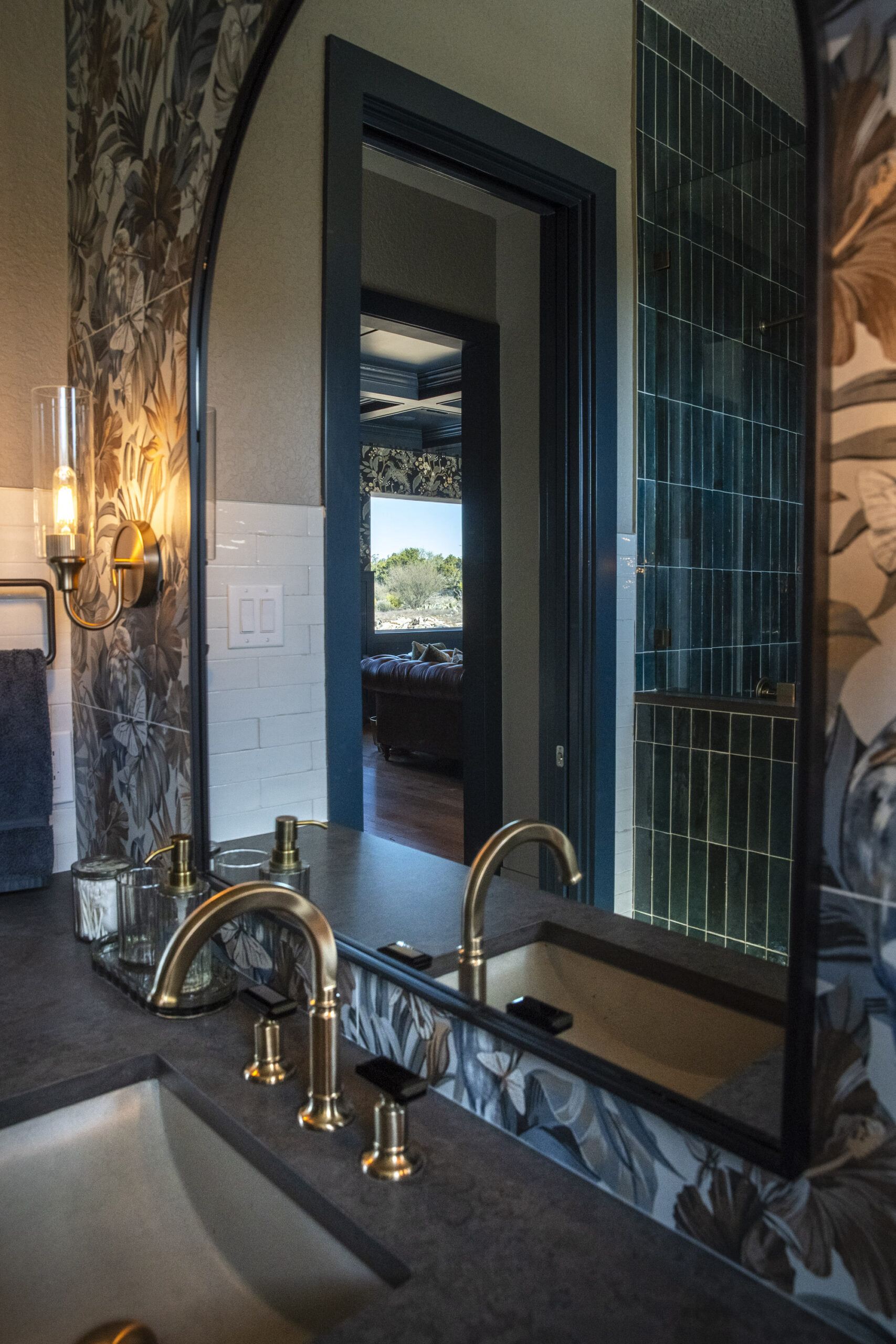 bathroom mirror and vanity