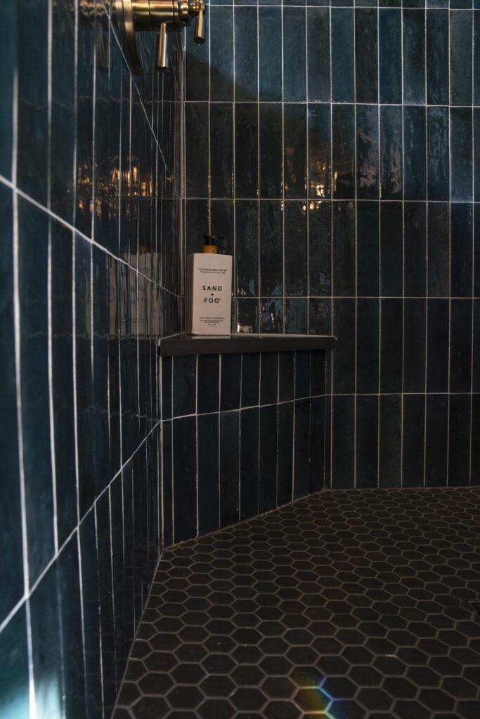 shower bench green tile bathroom home expansion