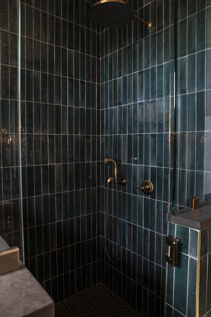 emerald tile bathroom home expansion walk in shower