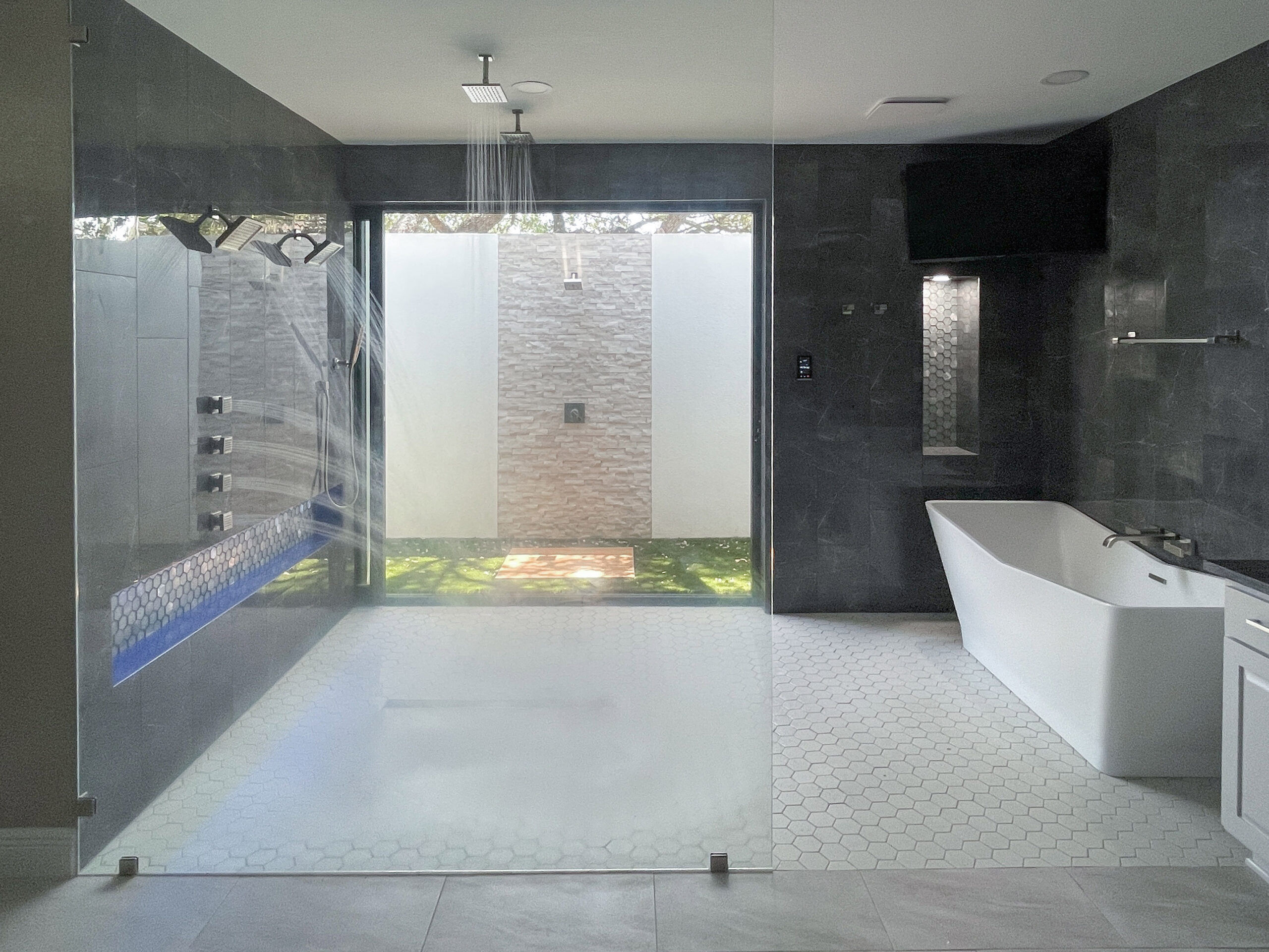 outdoor shower indoor walk in shower