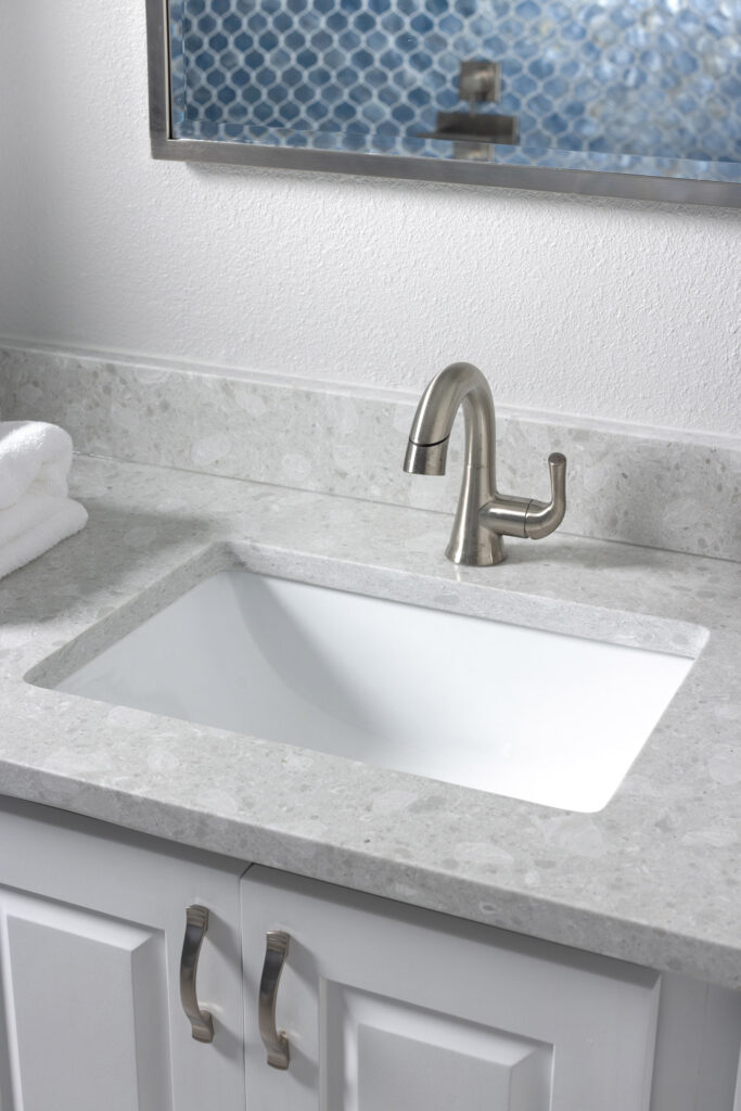 minimal grey white blue bathroom sink faucet