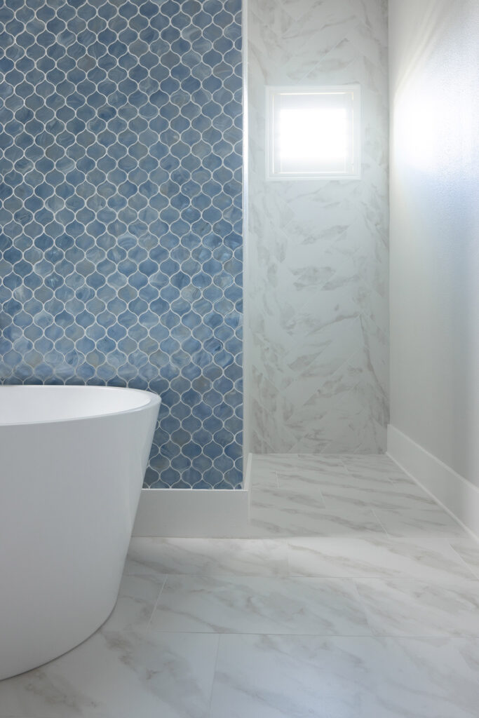 bathtub hidden shower tile bathroom remodel