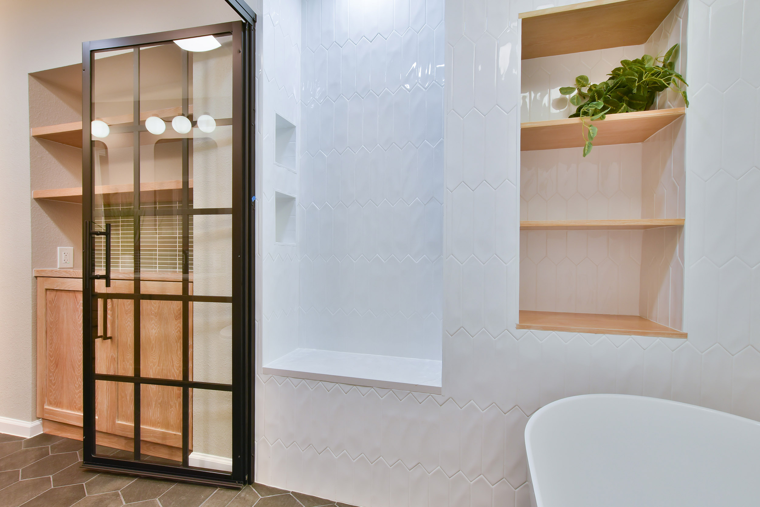 niche bench hollywood park bathroom remodel modern farmhouse