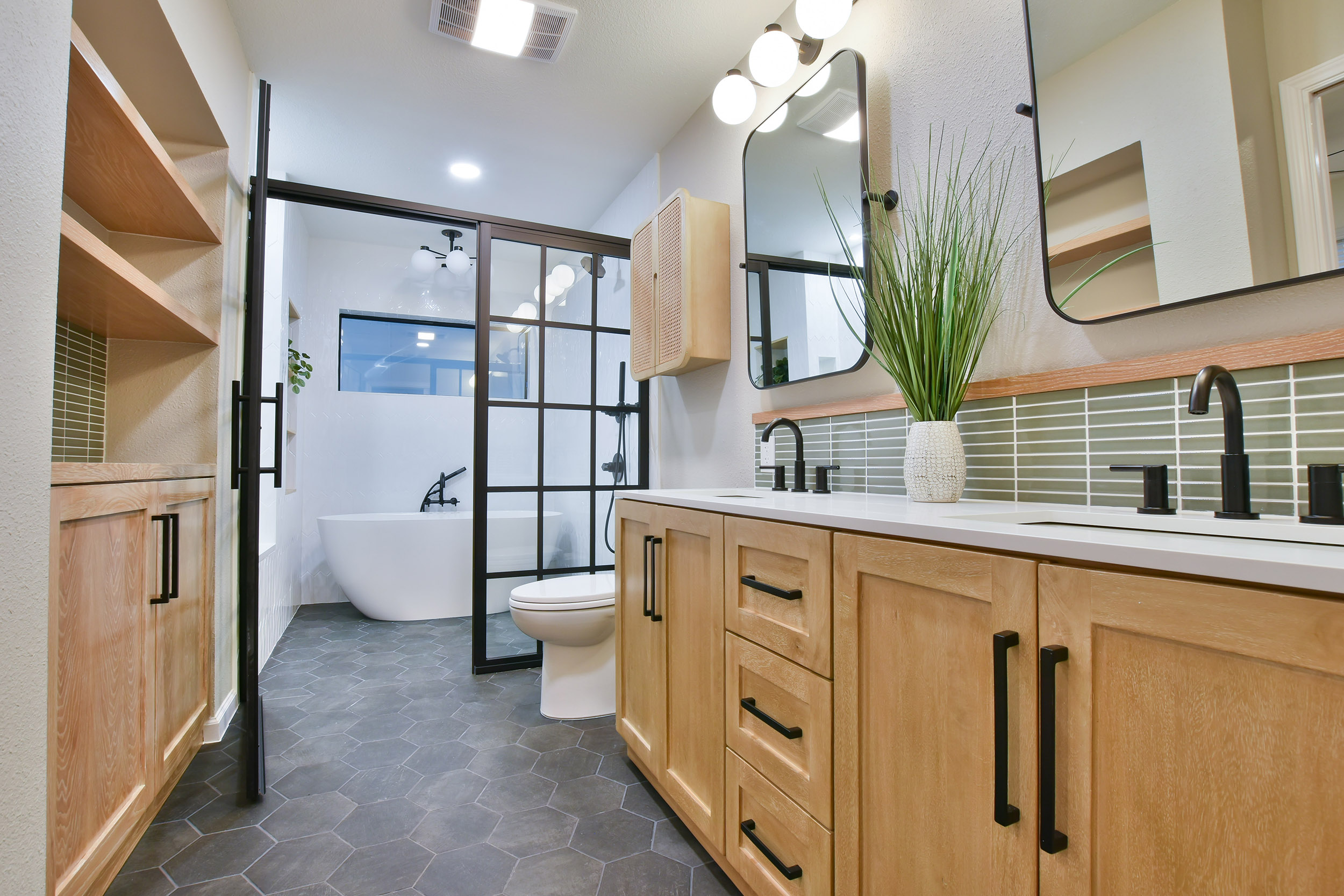 tile flooring clean minimal hollywood park bathroom remodel modern farmhouse