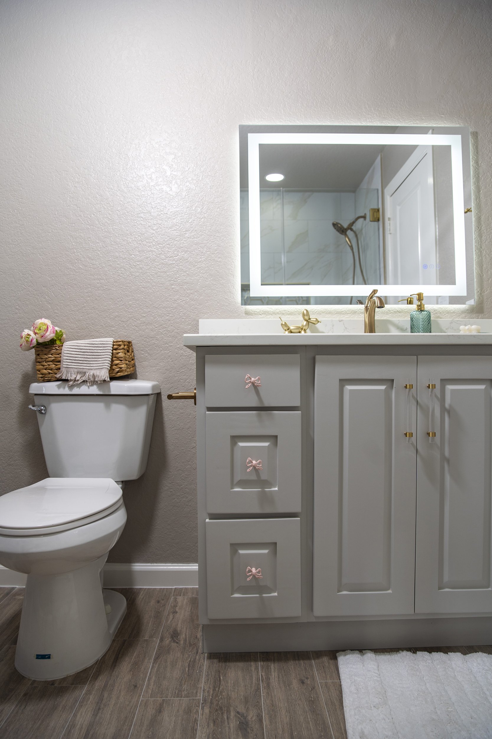 bathroom remodel shavano park grey vanity