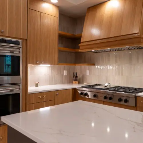 kitchen remodel, elm creek, warm wood tones, kitchen contractor, stone countertops, custom cabinets